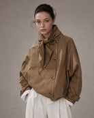 Women's Woven Polyester Jacket Brown - RIHOAS