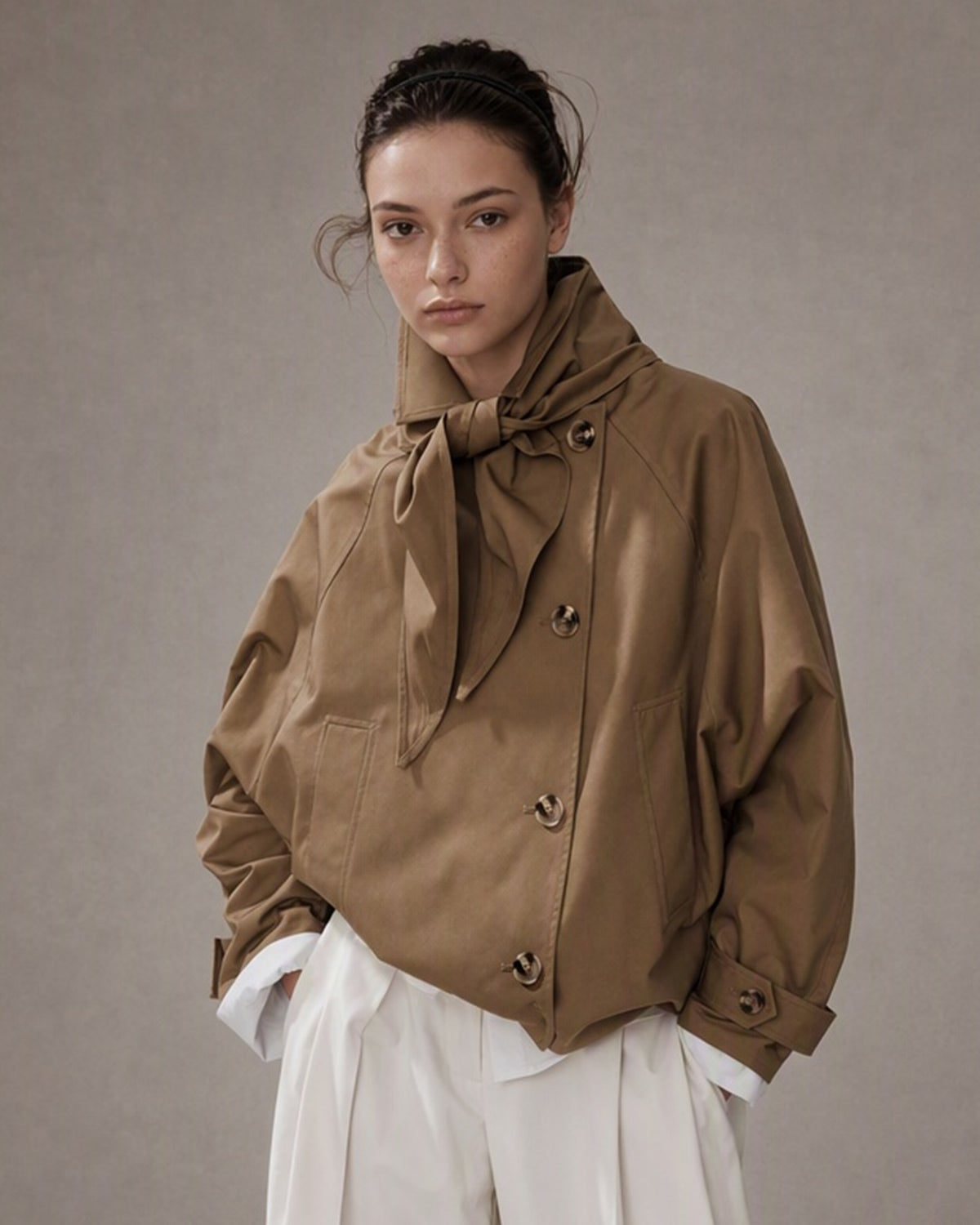 Women's Woven Polyester Jacket Brown - RIHOAS