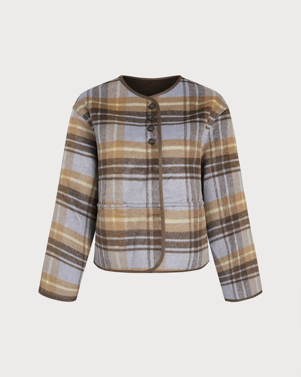 Women's Woven Polyester Jacket Brown Outerwear - RIHOAS