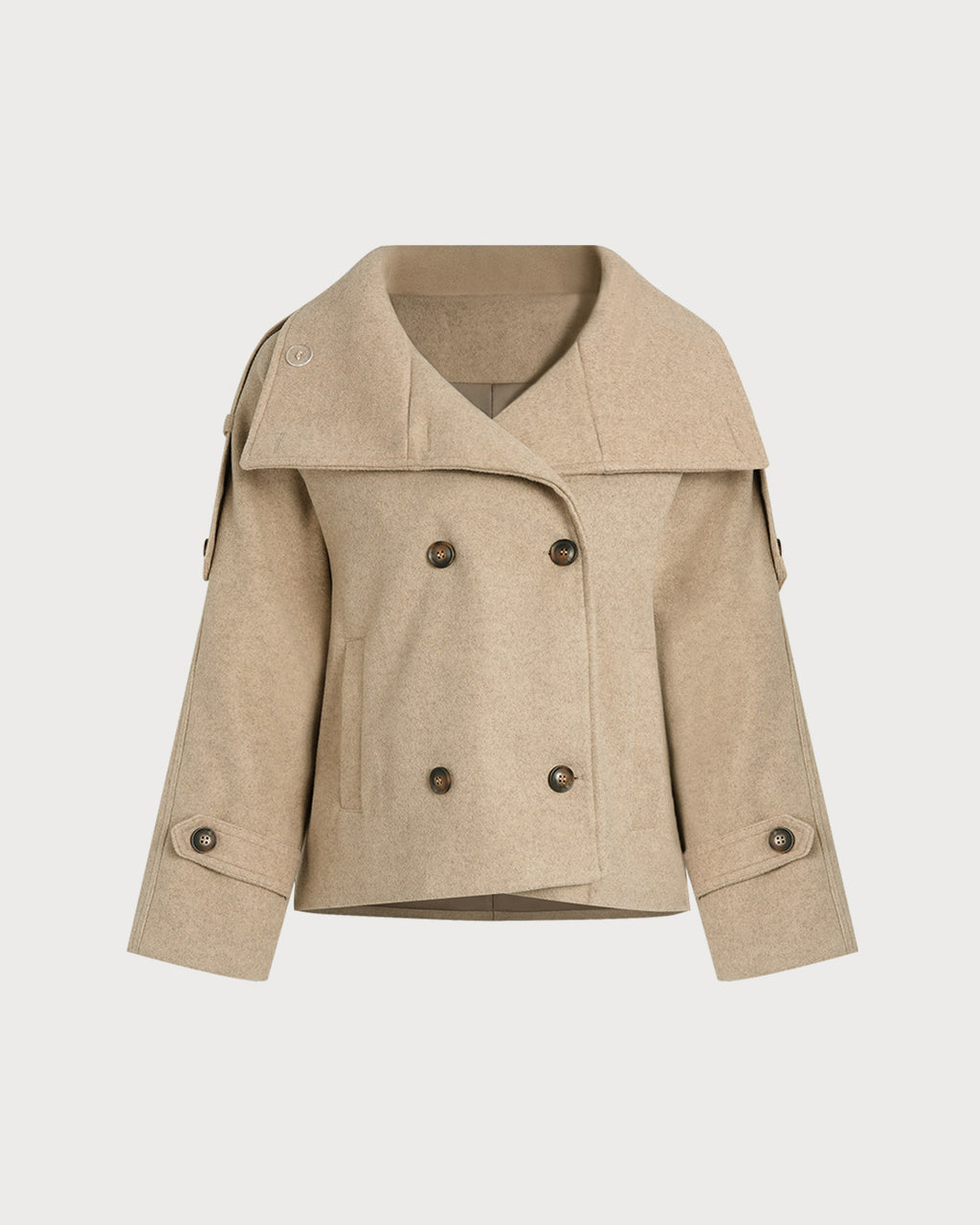 Women's Woven Polyester Jacket Camel Outerwear - RIHOAS