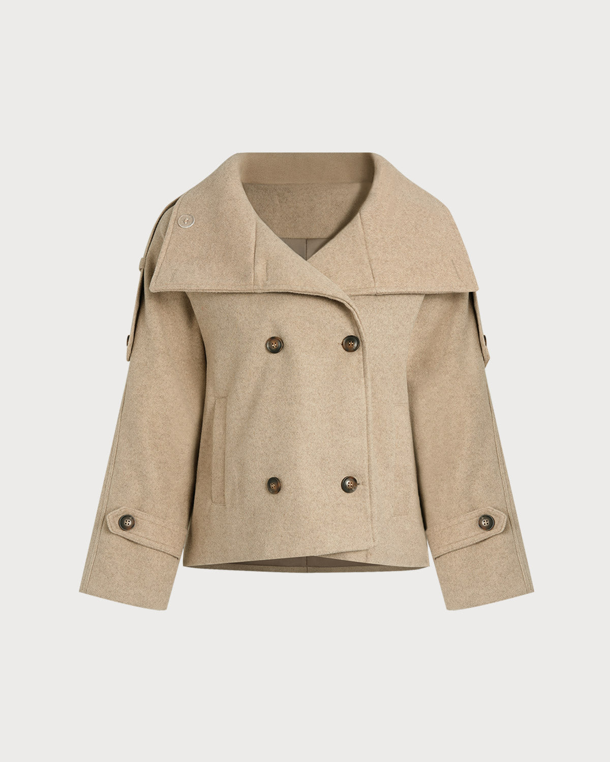 Women's Woven Polyester Jacket Camel Outerwear - RIHOAS