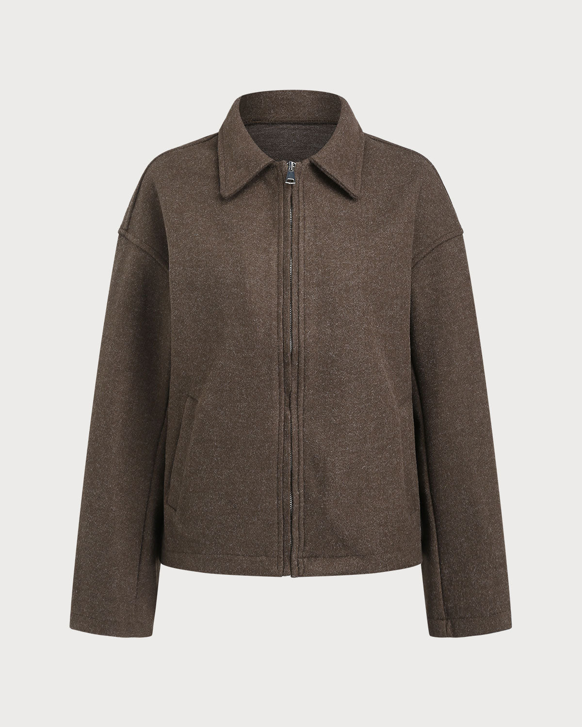 Women's Woven Polyester Jacket Coffee Outerwear - RIHOAS