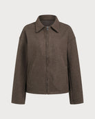 Women's Woven Polyester Jacket Coffee Outerwear - RIHOAS