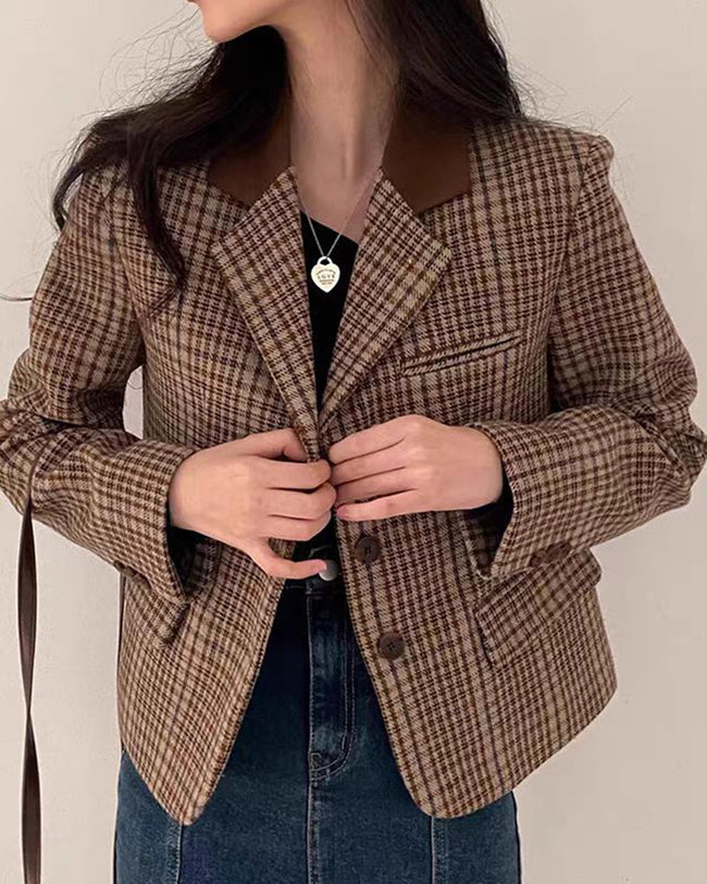 Women's Woven Polyester Jacket Coffee Outerwear - RIHOAS