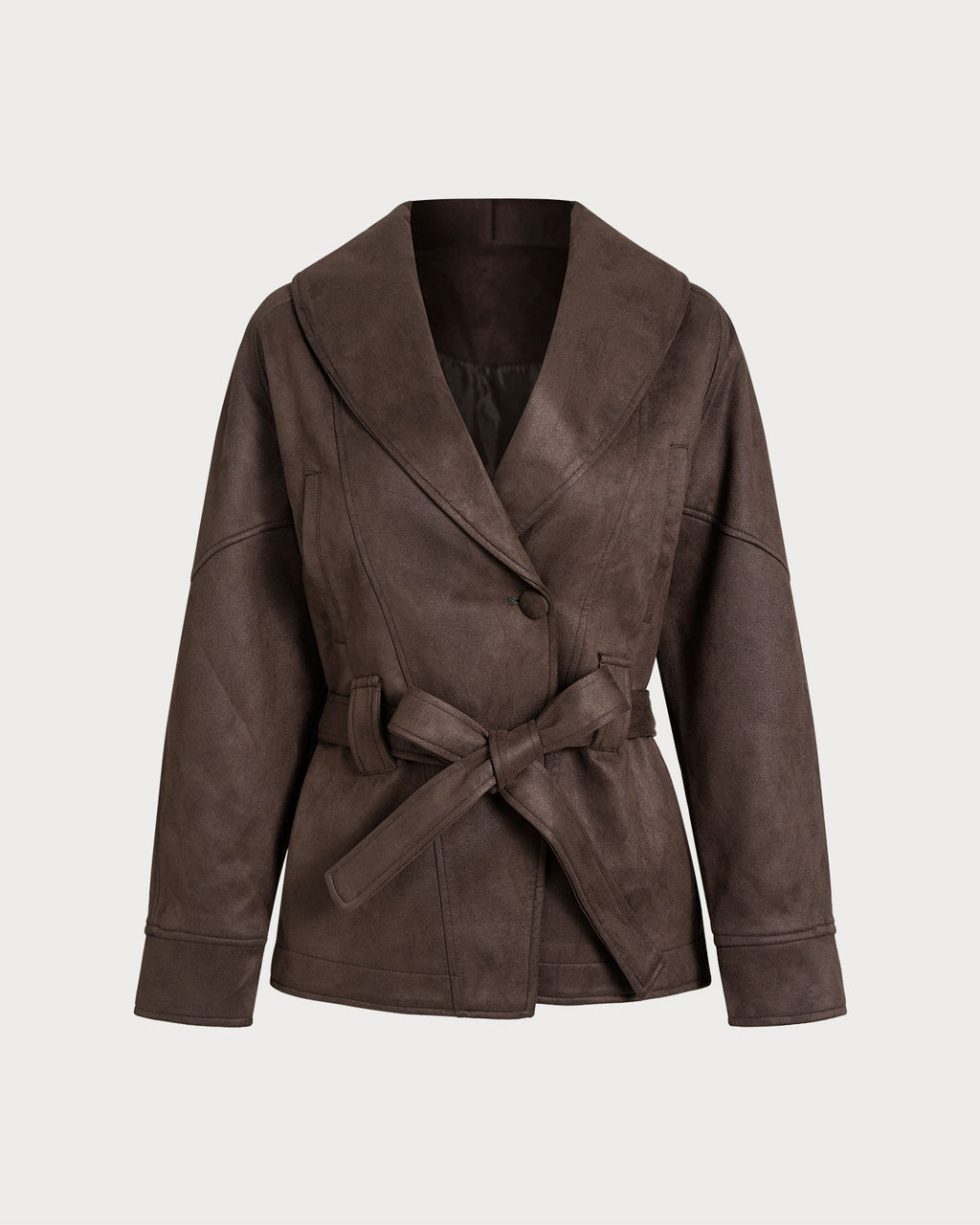 Women's Woven Polyester Jacket Coffee Outerwear - RIHOAS