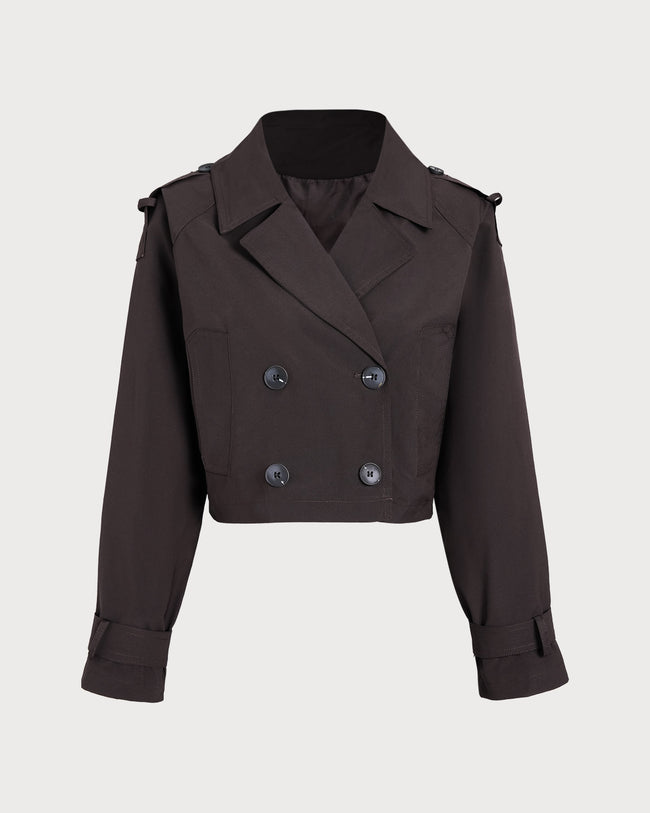 Women's Woven Polyester Jacket Coffee Outerwear - RIHOAS