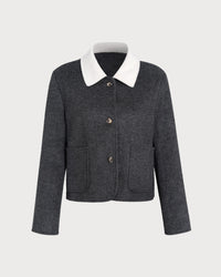 Women's Woven Polyester Jacket Grey Outerwear - RIHOAS