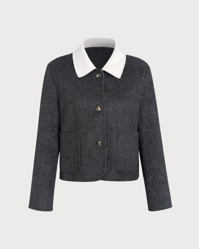 Women's Woven Polyester Jacket Grey Outerwear - RIHOAS