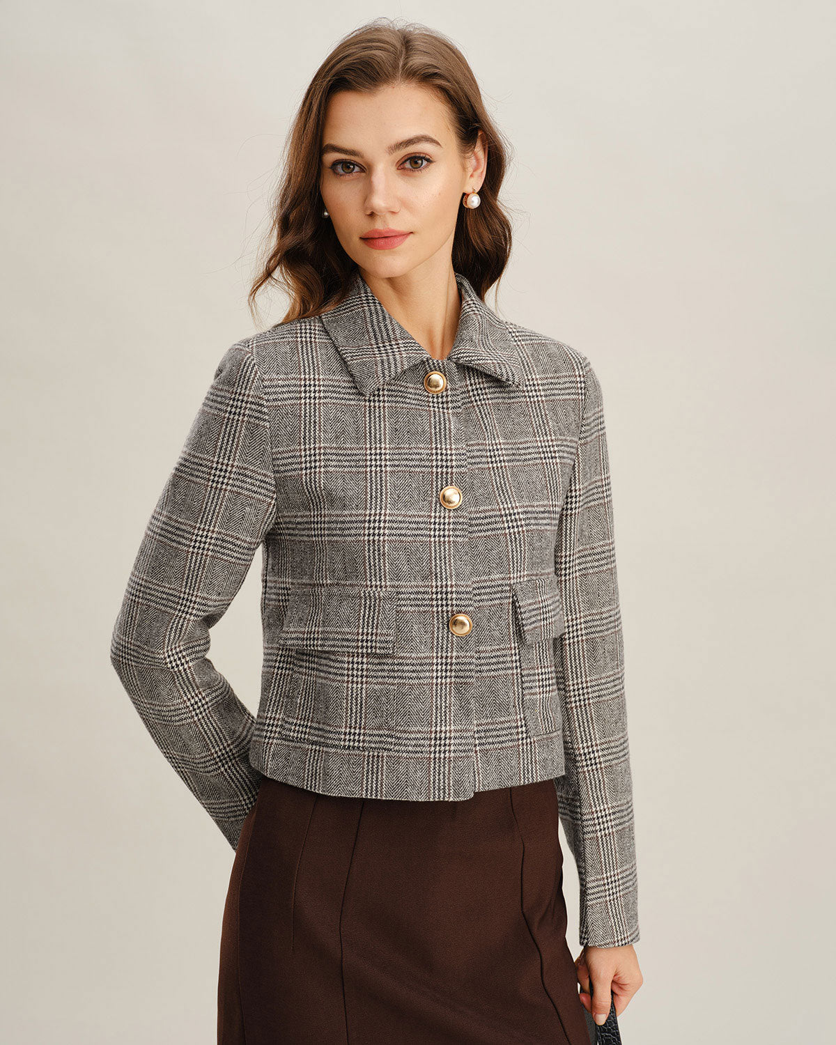 Women's Woven Polyester Jacket Khaki Outerwear - RIHOAS