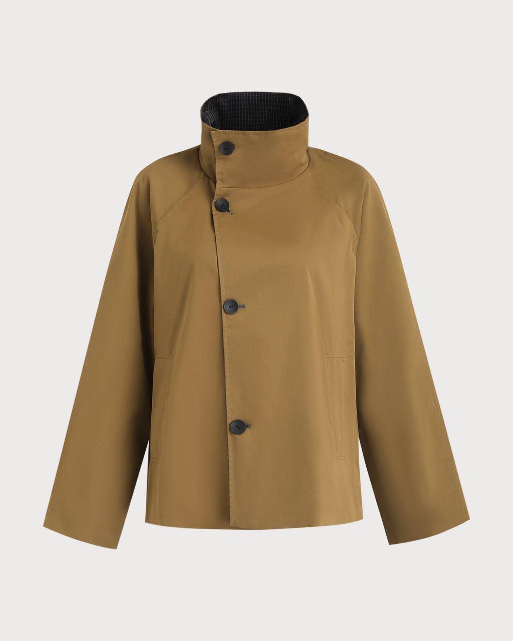 Women's Woven Polyester Jacket Khaki Outerwear - RIHOAS