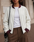 Women's Woven Polyester Jacket Off White - RIHOAS