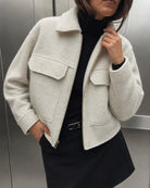 Women's Woven Polyester Jacket Off White - RIHOAS