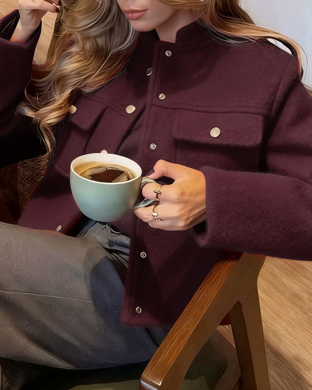 Women's Woven Polyester Jacket Outerwear - RIHOAS