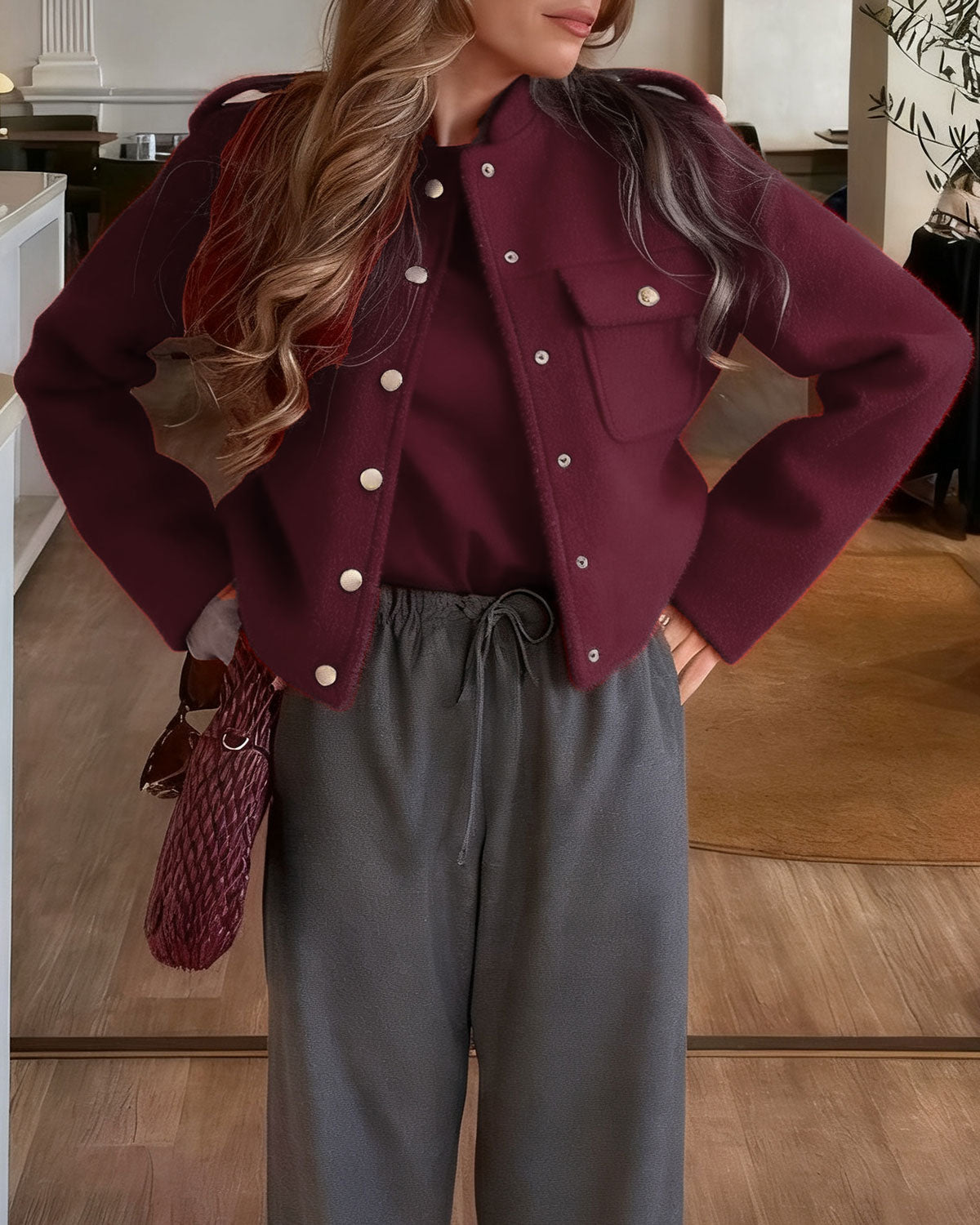 Women's Woven Polyester Jacket Outerwear - RIHOAS