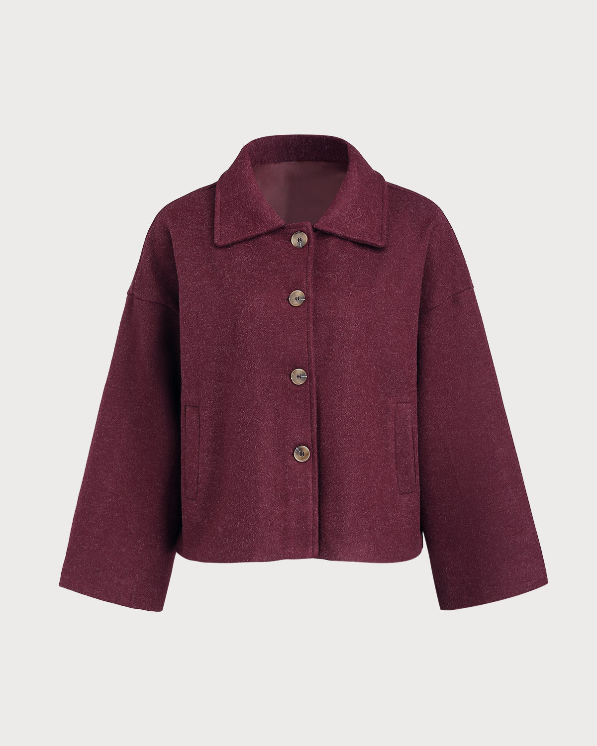 Women's Woven Polyester Jacket Wine Red Outerwear - RIHOAS