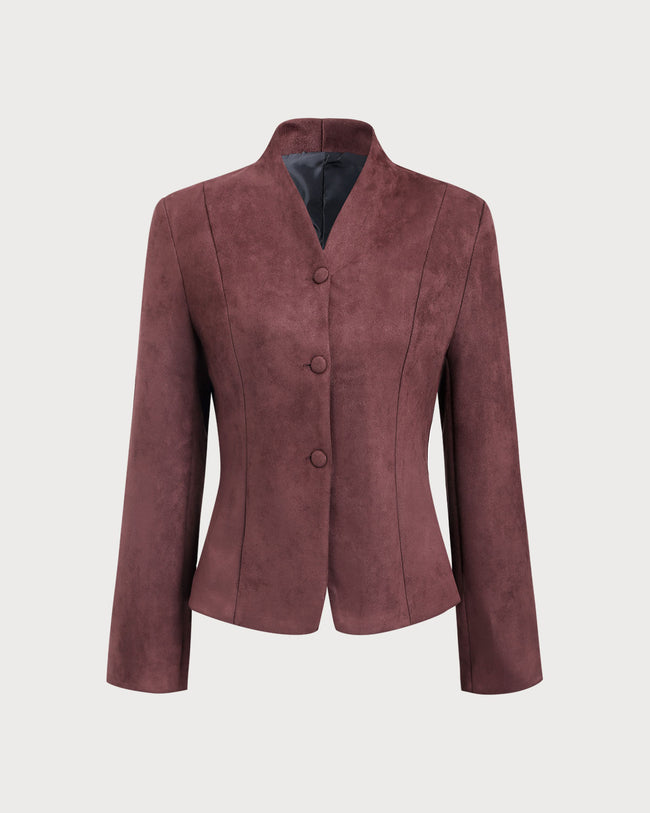 Women's Woven Polyester Jacket Wine Red Outerwear - RIHOAS