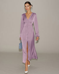 Women's Woven Polyester Long Dress Purple Dresses - RIHOAS