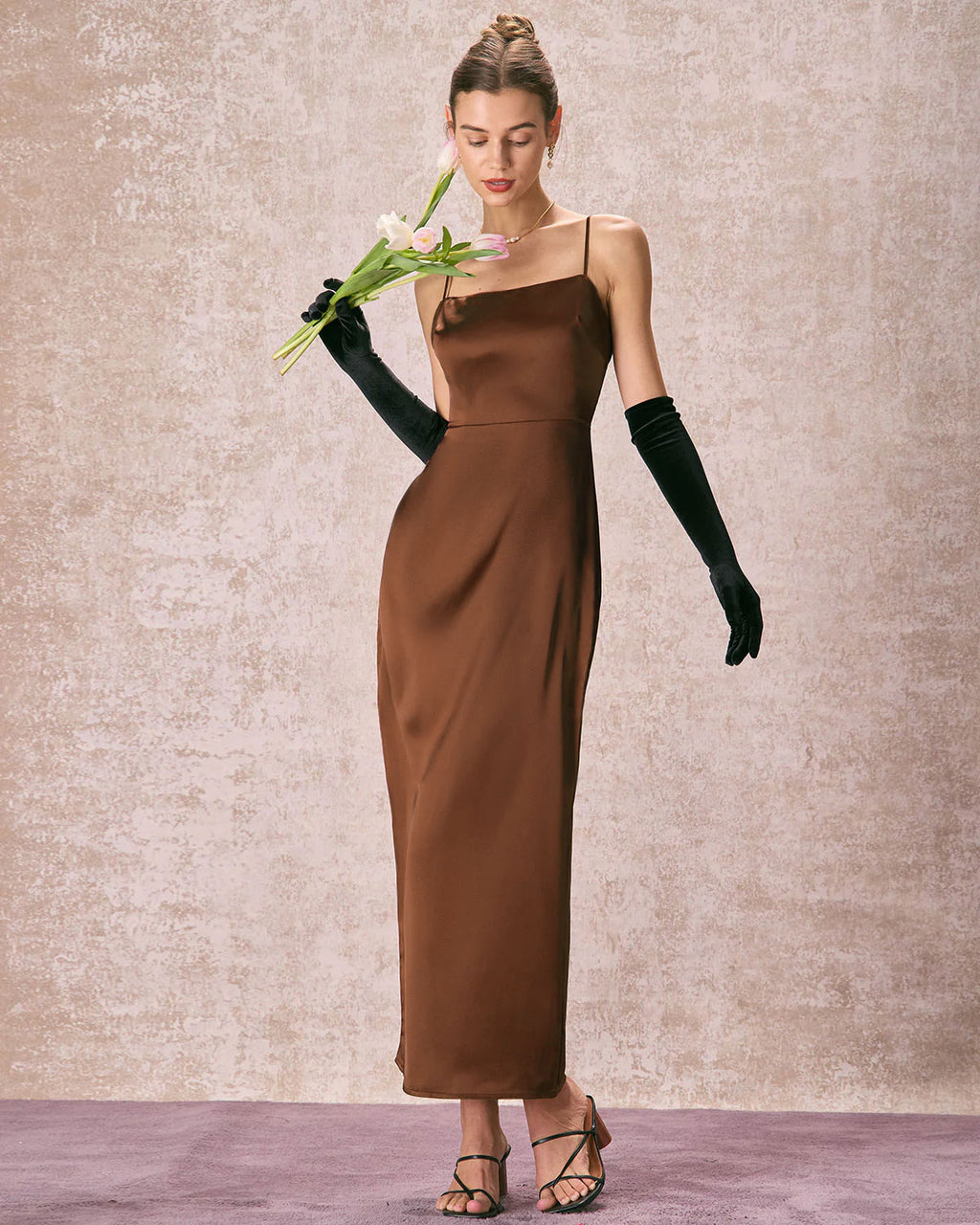 Women's Woven Polyester Long Dresses Coffee Dresses - RIHOAS
