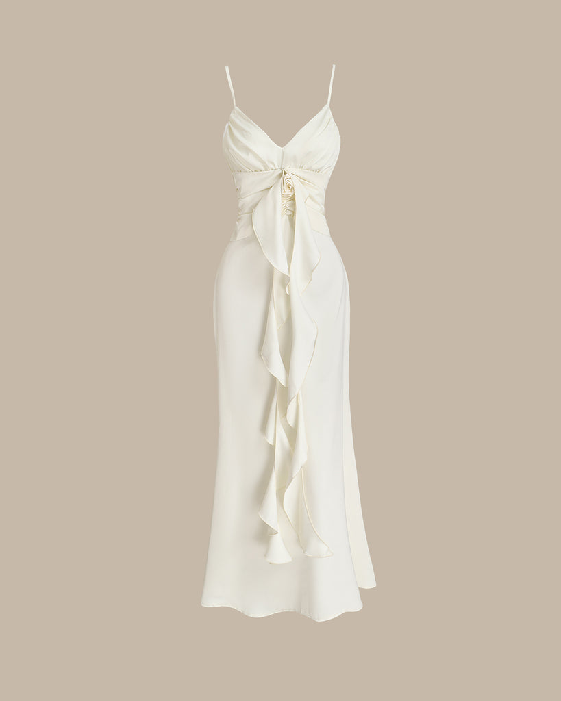 Women's Woven Polyester Maxi Dress Apricot Dresses - RIHOAS