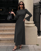 Women's Woven Polyester Maxi Dress Black - RIHOAS
