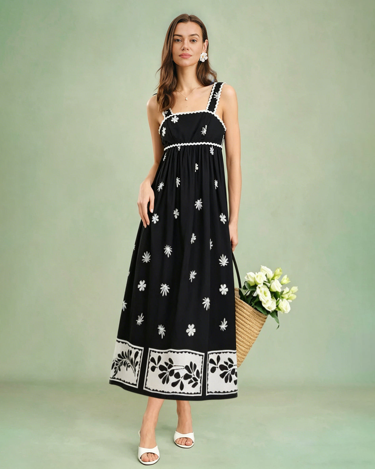 Black Floral Contrasting Slip Maxi Dress & Reviews - Black - Dresses