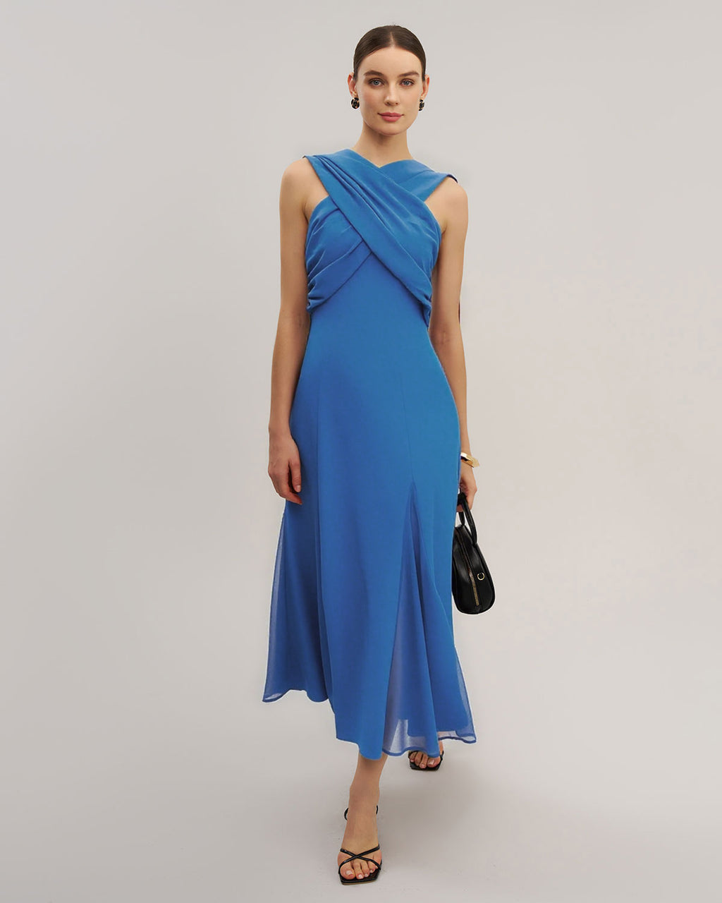 Women's Woven Polyester Maxi Dress Blue Dresses - RIHOAS