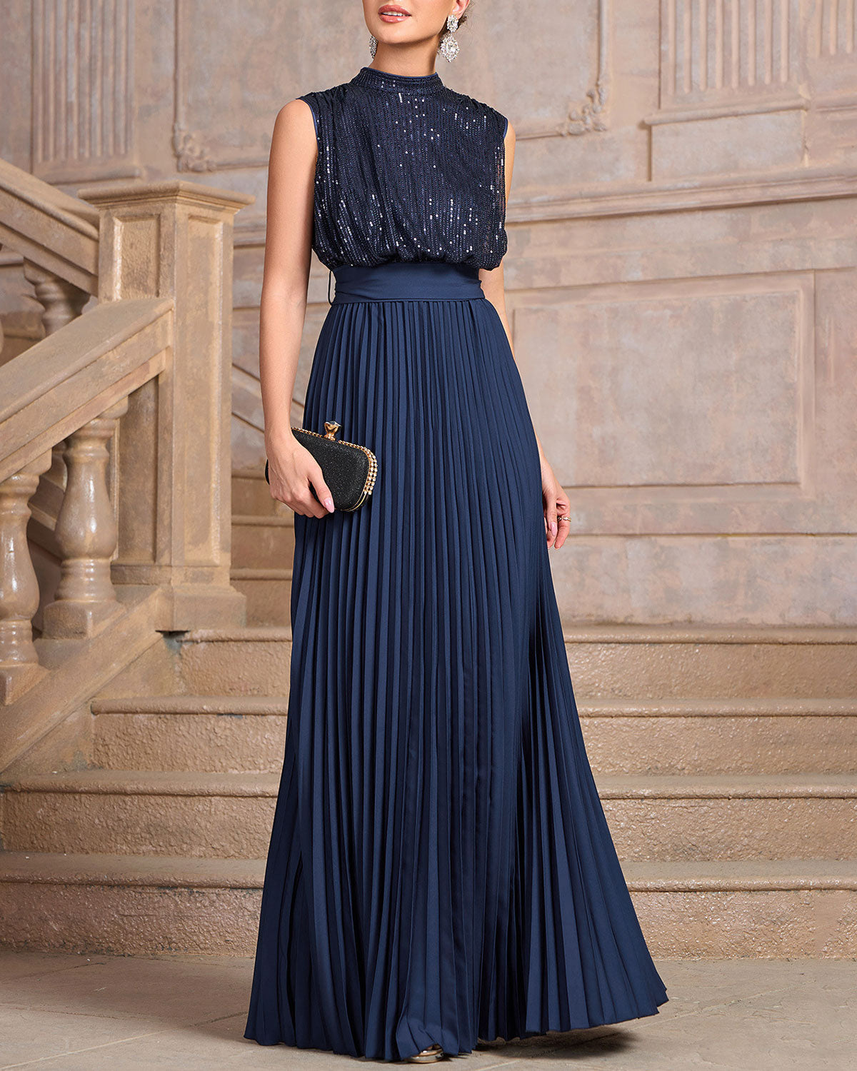 Women's Woven Polyester Maxi Dress Blue Dresses - RIHOAS