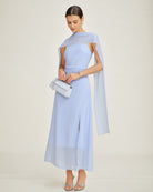 Women's Woven Polyester Maxi Dress Blue Dresses - RIHOAS