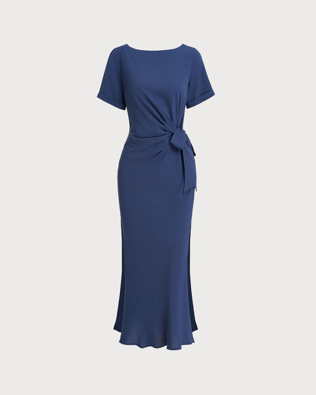 Women's Woven Polyester Maxi Dress Blue Dresses - RIHOAS