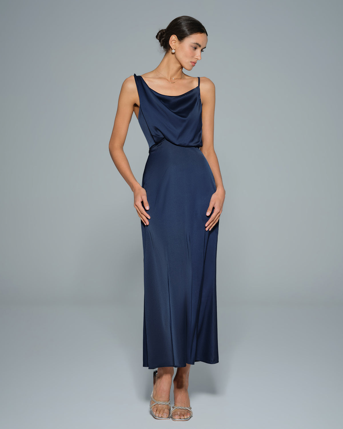Women's Woven Polyester Maxi Dress Blue Dresses - RIHOAS