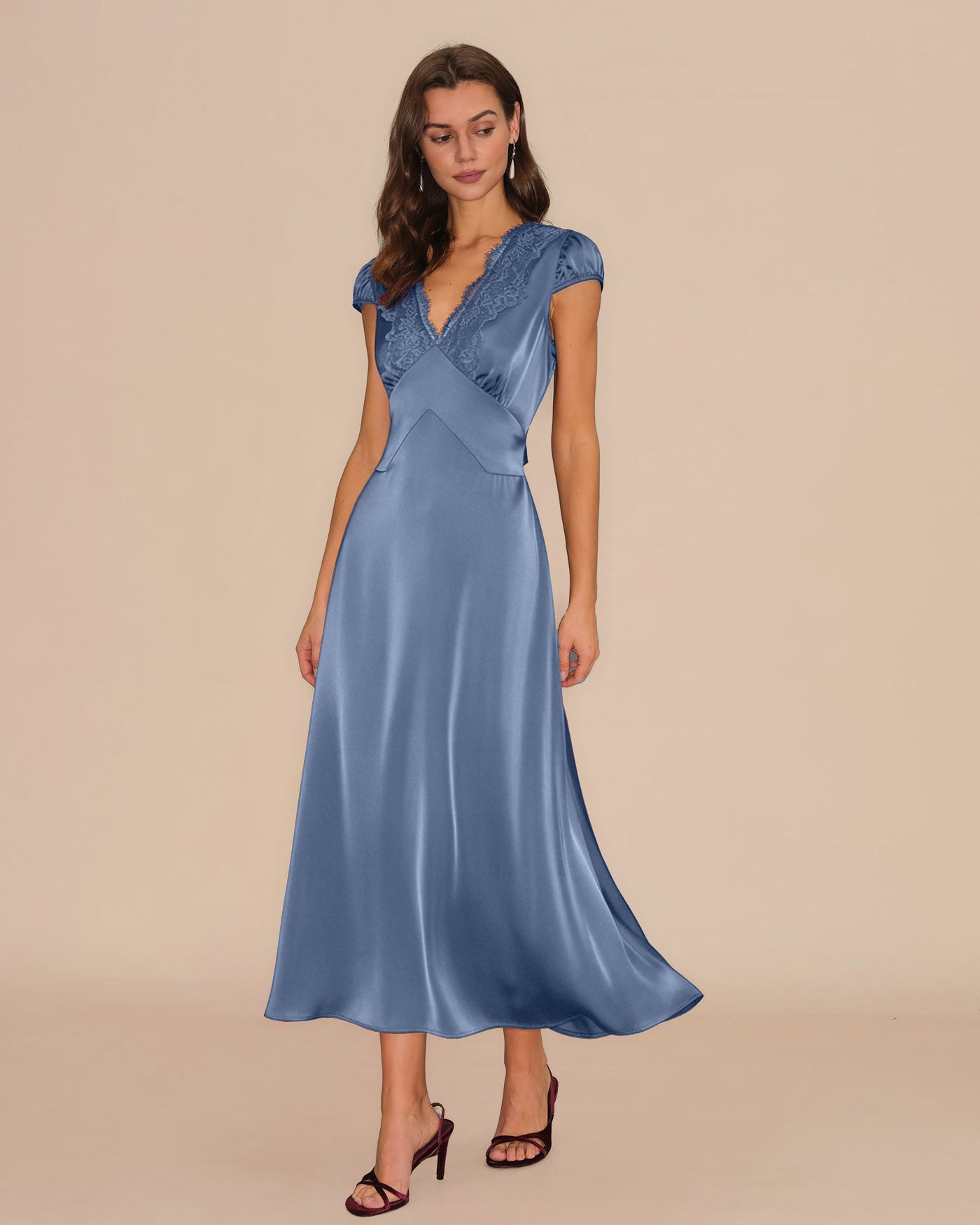 Women's Woven Polyester Maxi Dress Blue Dresses - RIHOAS
