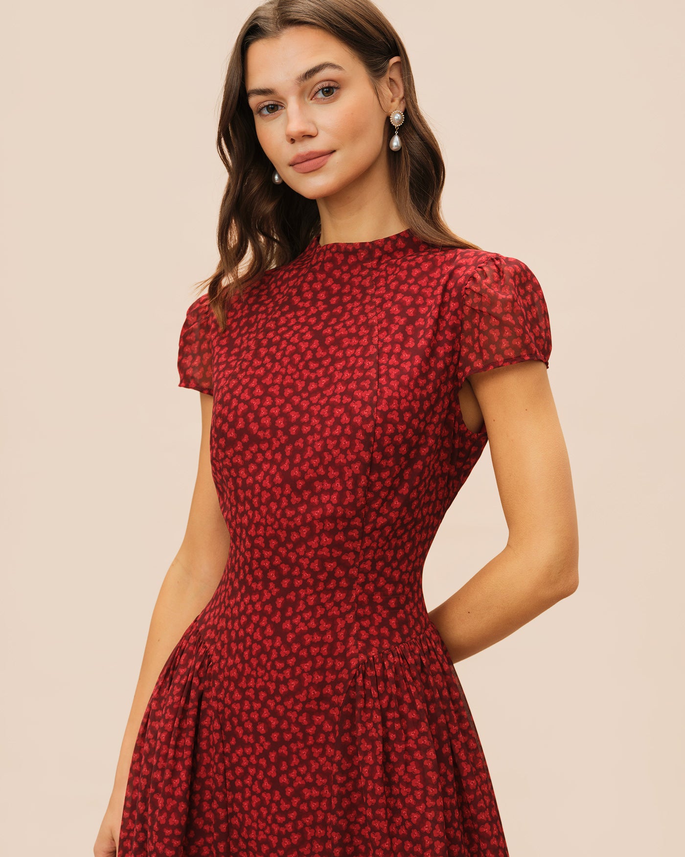 Red Cap Sleeve Floral Maxi Dress & Reviews - Red - Dresses | RIHOAS Red Cap Sleeve Floral Maxi Dress & Reviews - Red - Dresses | RIHOAS