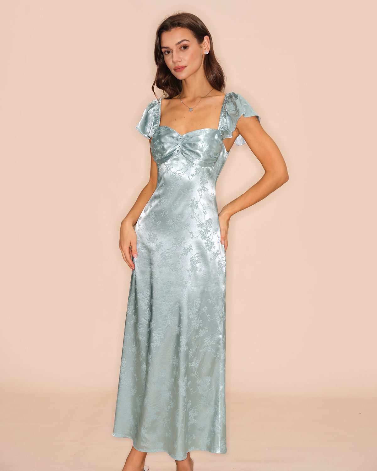 slim fit dress slacks The Red Sweetheart Neck Jacquard Midi Dress main image 1