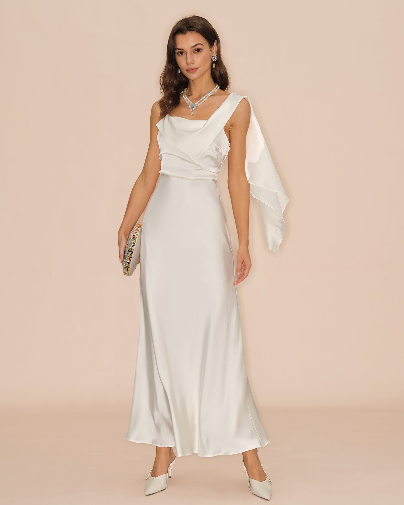 Rihoas Satin Square Neck Maxi Dress