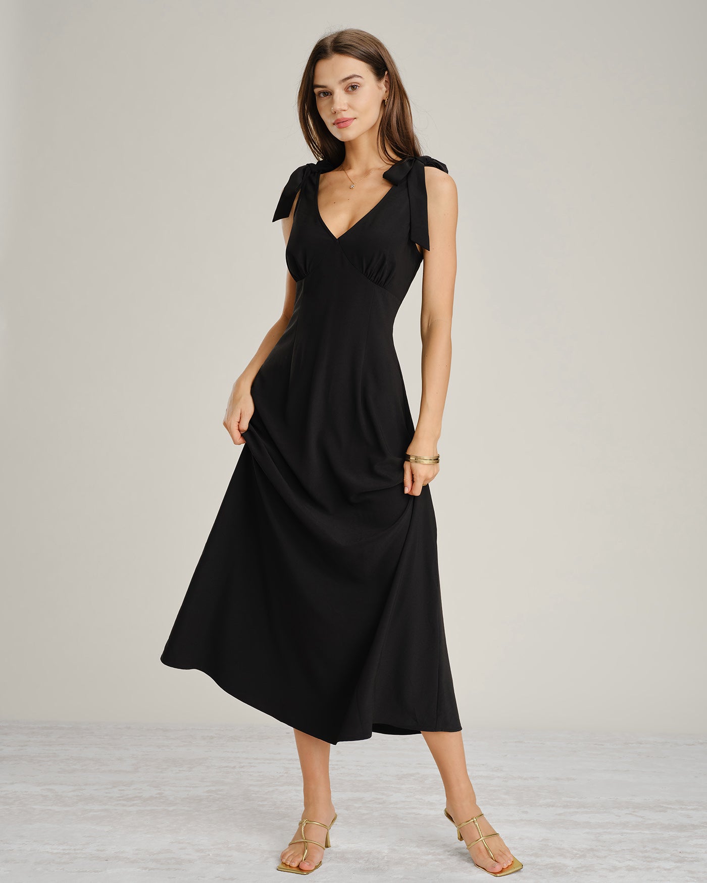 black maxi dress with tie straps Cupshe Cabana Date Black Maxi Dress - Black