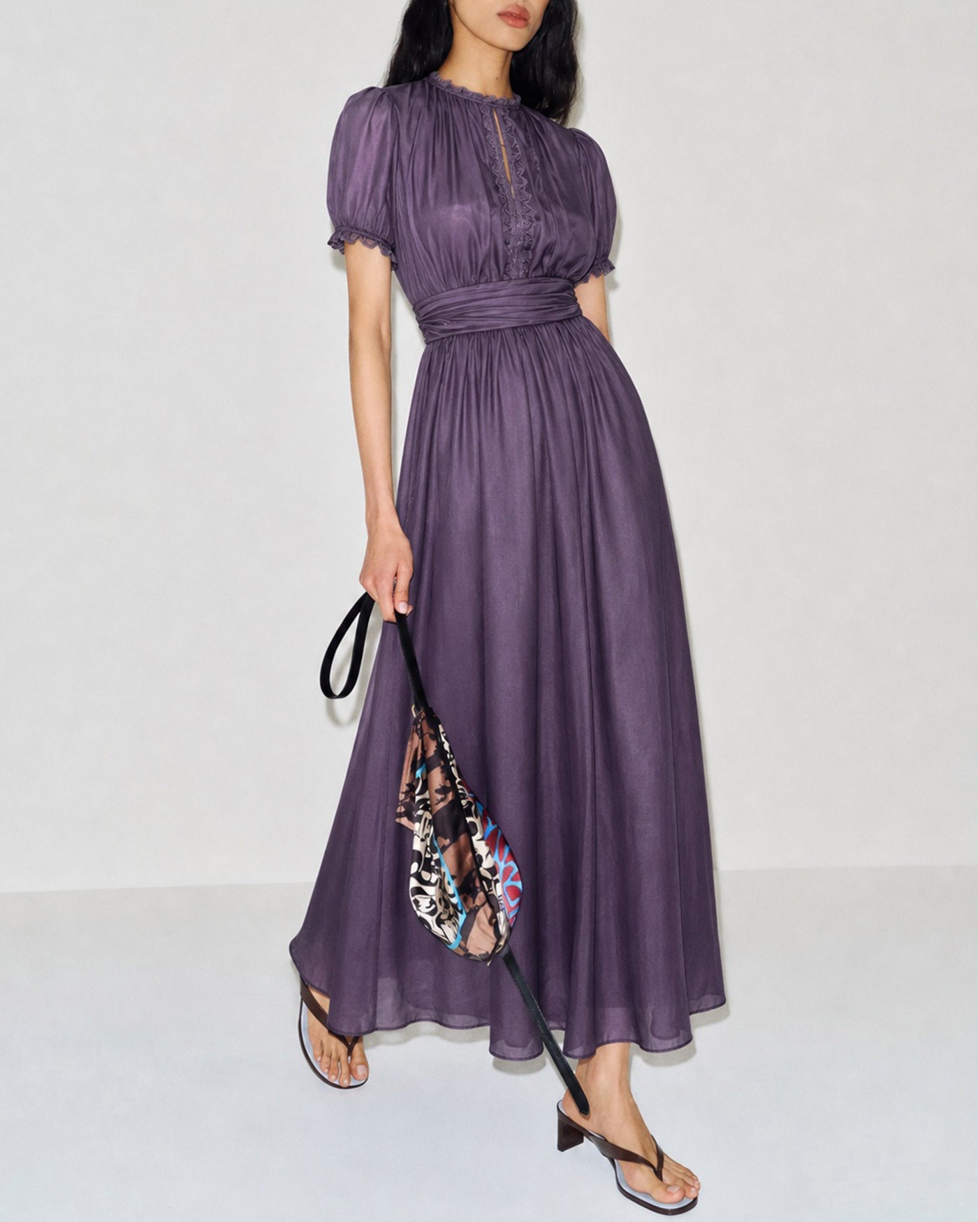 Purple Puffed Sleeve Tunic Maxi Dress Purple Puffed Sleeve Tunic Maxi Dress