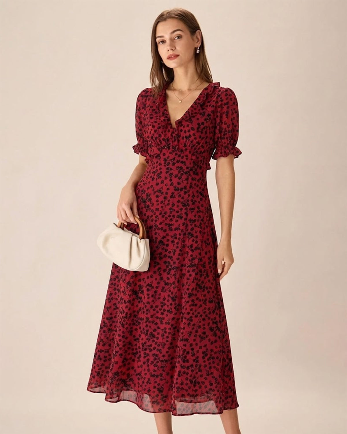 V Neck Maxi Dress - White, Short Sleeve V Neck Maxi Dresses | RIHOAS V Neck Maxi Dress - White, Short Sleeve V Neck Maxi Dresses | RIHOAS