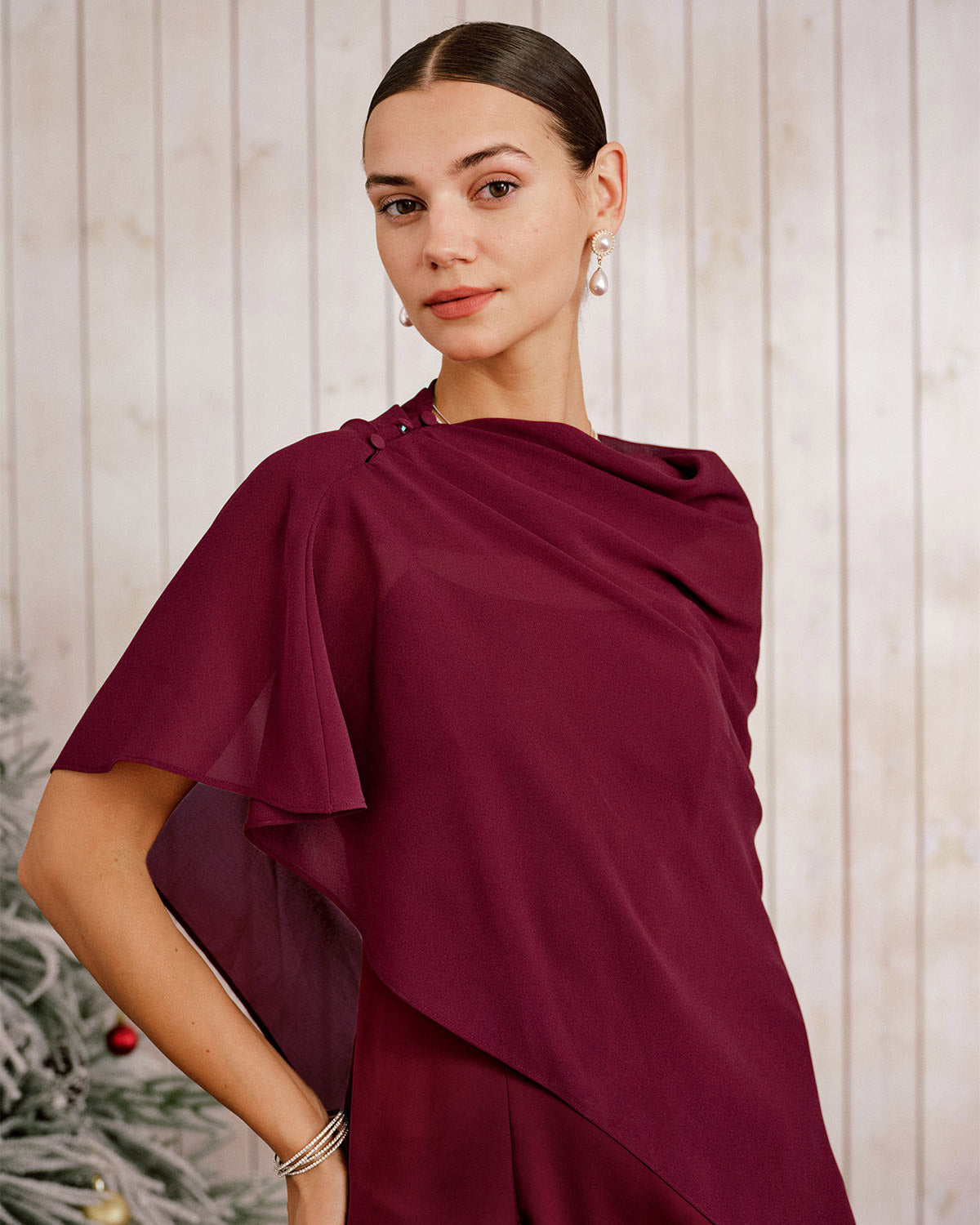 Wine Red Shawl Maxi Dress & Reviews - Wine Red - Dresses | RIHOAS Wine Red Shawl Maxi Dress & Reviews - Wine Red - Dresses | RIHOAS
