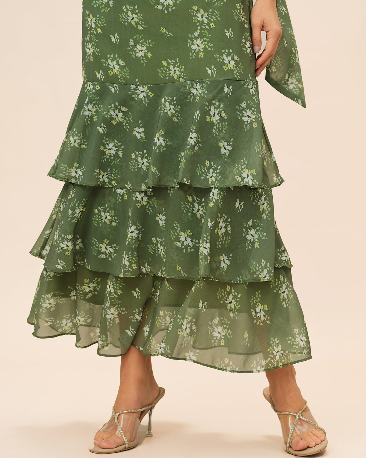 Green V Neck Ruffle Floral Maxi Dress & Reviews - Green - Dresses | RIHOAS Green V Neck Ruffle Floral Maxi Dress & Reviews - Green - Dresses | RIHOAS