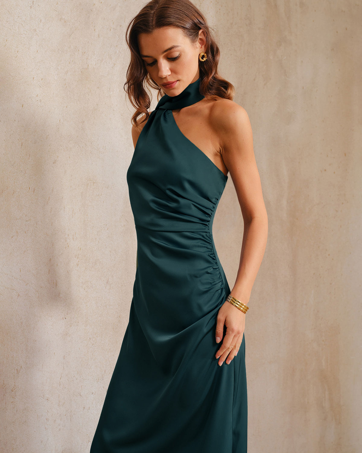 Dark Green One Shoulder Maxi Dress & Reviews - Dark Green - Dresses | RIHOAS Dark Green One Shoulder Maxi Dress & Reviews - Dark Green - Dresses | RIHOAS