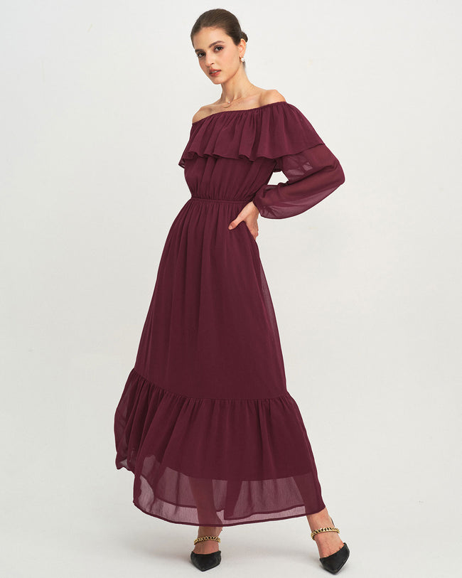 Women's Woven Polyester  Maxi Dress Dresses - RIHOAS