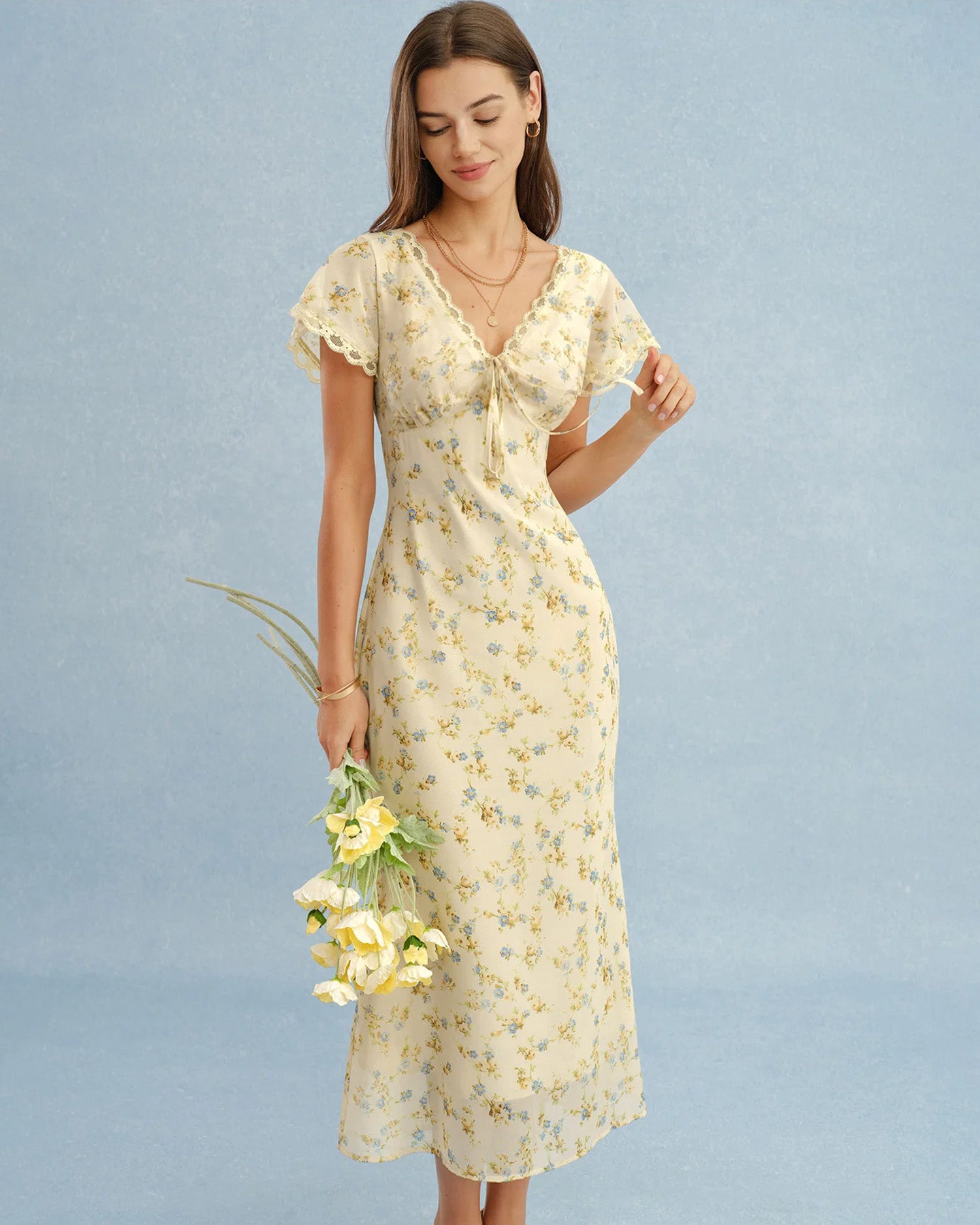 Women's Woven Polyester Maxi Dress - RIHOAS