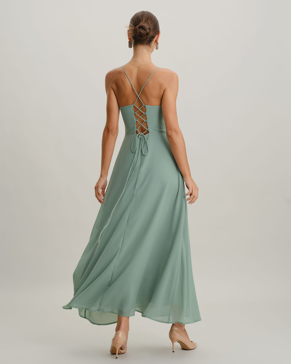 Rihoas Women's A-Line Backless Slip Maxi Dress, Green / L Rihoas Women's A-Line Backless Slip Maxi Dress, Green / L