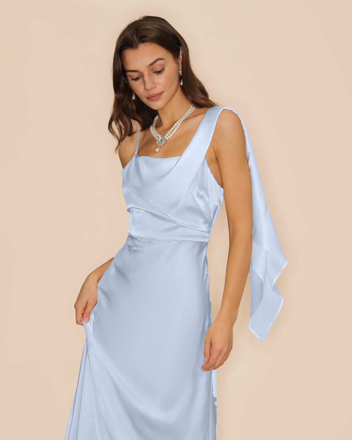 square neck satin dress Blue Square Neck Flowy Satin Maxi Dress & Reviews - Blue - Dresses