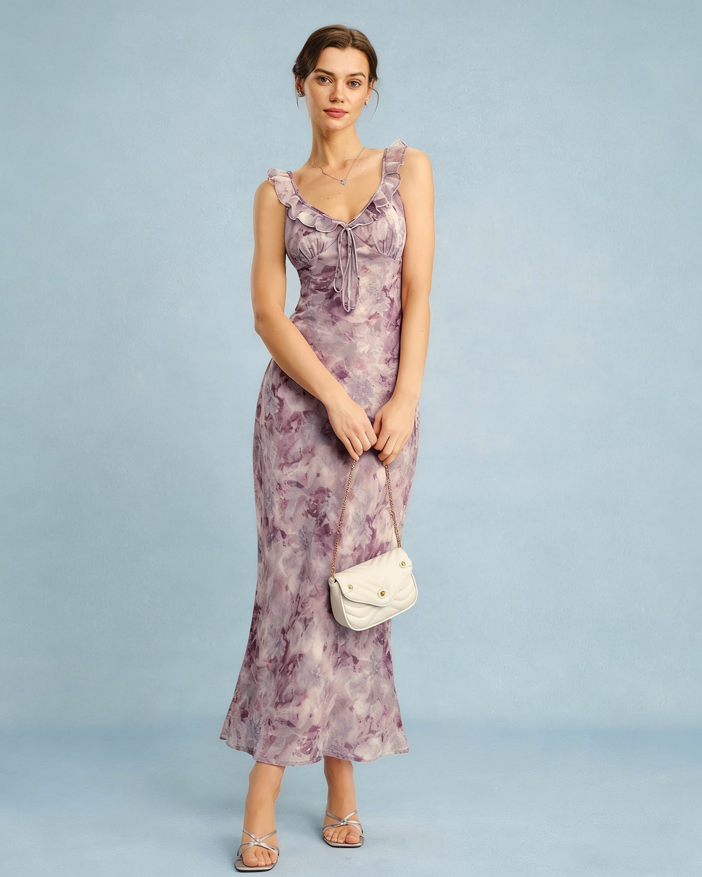 Purple Ruffle A-Line Slip Maxi Dress & Reviews - Purple - Dresses