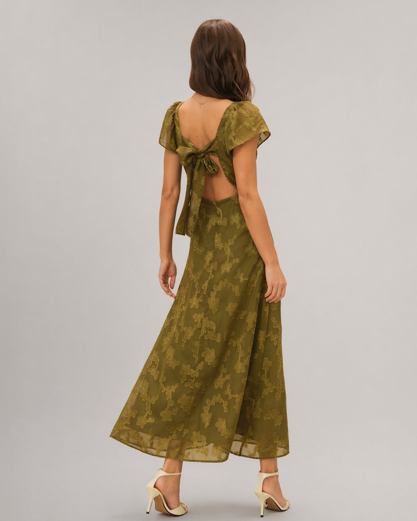 Green Sweetheart Neck Jacquard Maxi Dress Green Sweetheart Neck Jacquard Maxi Dress