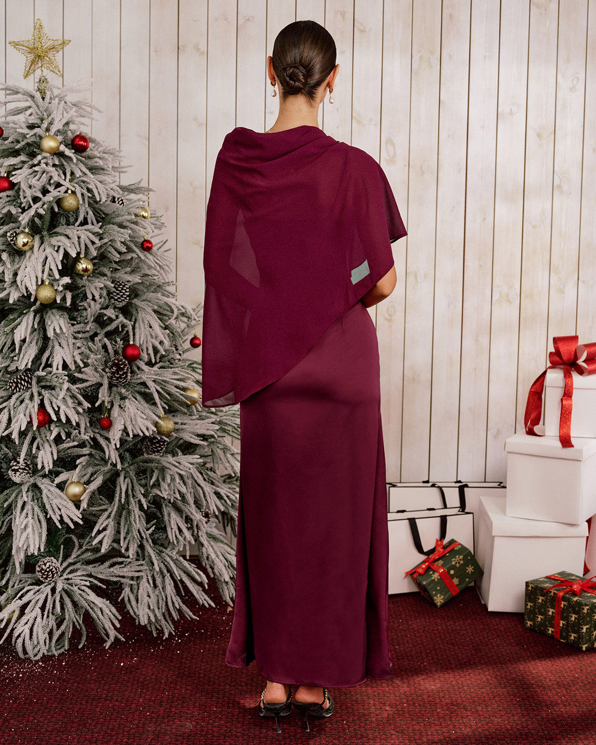 Wine Red Shawl Maxi Dress & Reviews - Wine Red - Dresses | RIHOAS Wine Red Shawl Maxi Dress & Reviews - Wine Red - Dresses | RIHOAS