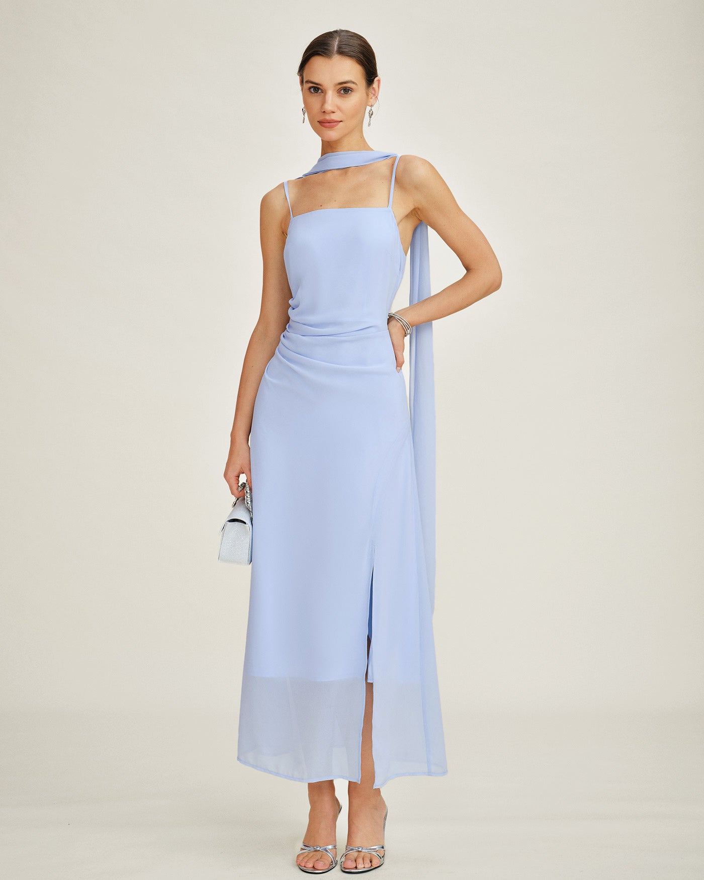 Rihoas Chiffon Cowl-Neck Maxi Dress