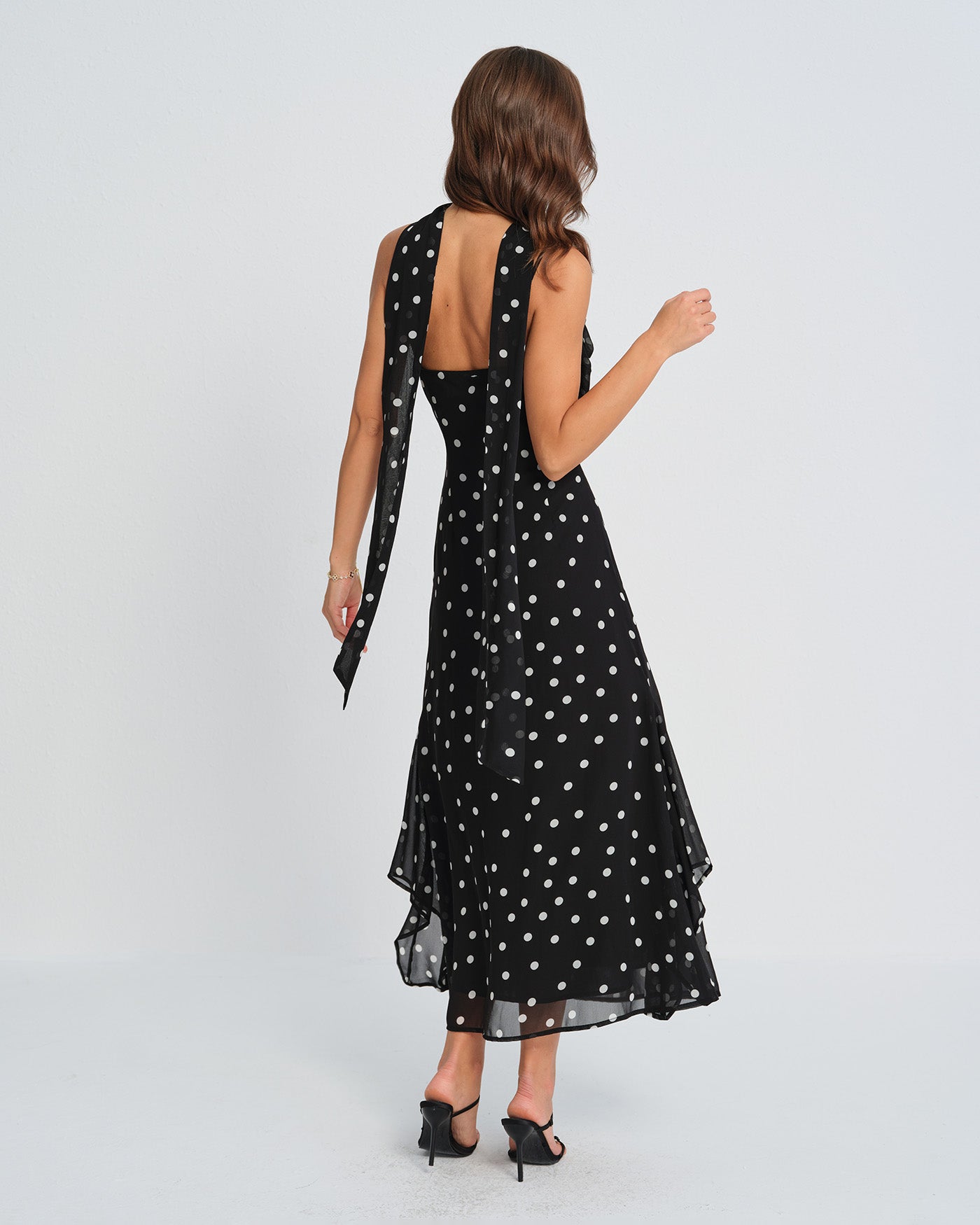 knee length dresses for ladies Maelis Maxi Dress Black Polka Dot main image 0