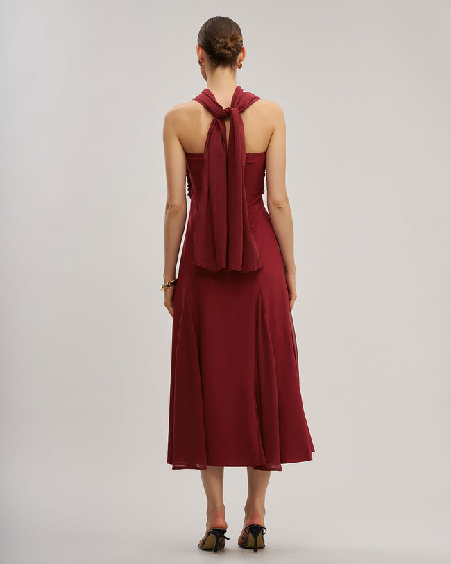 Riho　0107 ♡ Wine Red Flowy Sleeveless Maxi Dress & Reviews - Wine Red
